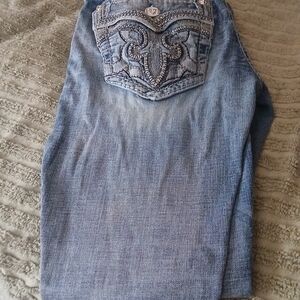 Rock Revival.Embroidered Blue Denim Jeans